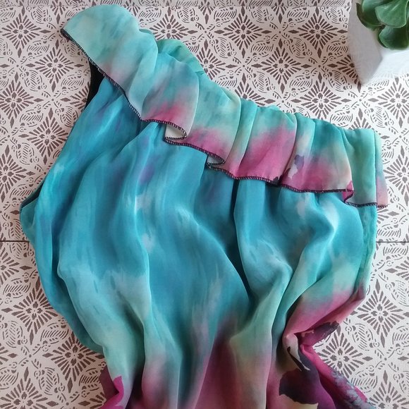 Watercolour Lily Dress. Made in France. Size 8. - Picture 5 of 8